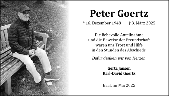Traueranzeige von Peter Goertz von Lauterbacher Anzeiger, Lauterbacher Anzeiger
