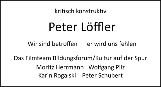Traueranzeige von Peter Löffler von Wetterauer Zeitung