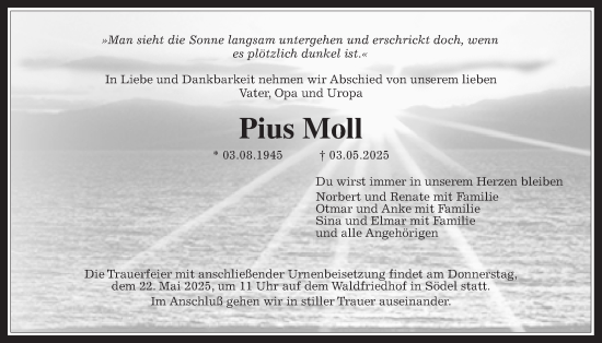 Traueranzeige von Pius Moll von Wetterauer Zeitung