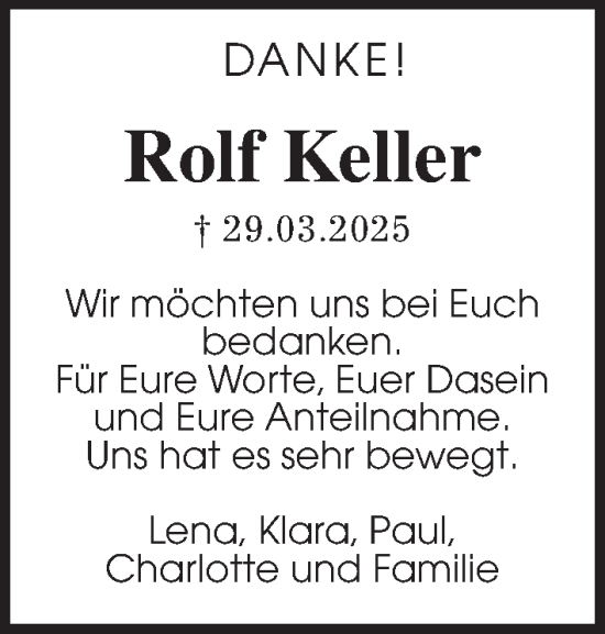 Traueranzeige von Rolf Keller von Usinger Anzeiger