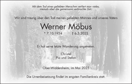 Traueranzeige von Werner Möbus von Kreis-Anzeiger