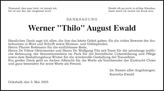 Traueranzeige von Werner Thilo August Ewald von Wetterauer Zeitung