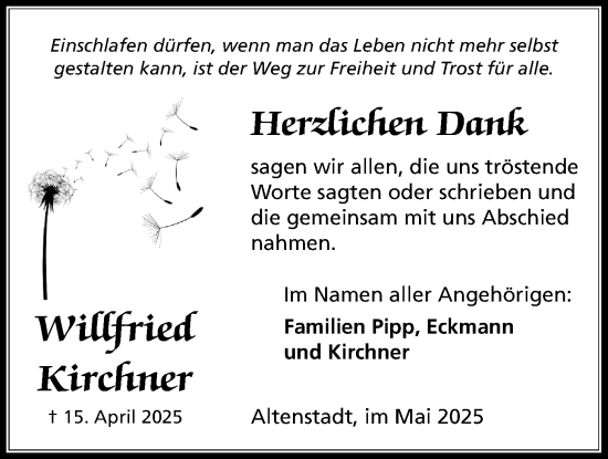 Traueranzeige von Willfried Kirchner von Kreis-Anzeiger