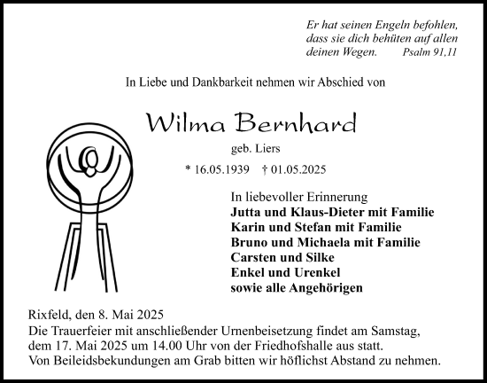 Traueranzeige von Wilma Bernhard von Lauterbacher Anzeiger