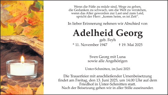 Traueranzeige von Adelheid Georg von Kreis-Anzeiger