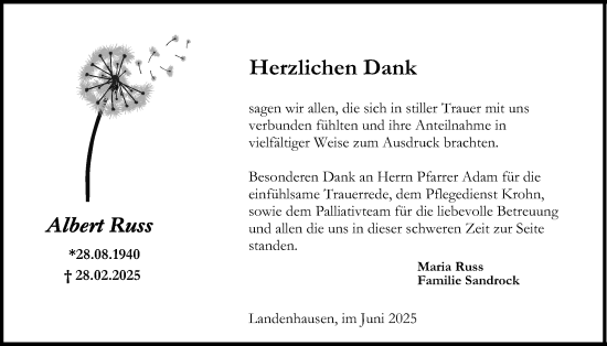 Traueranzeige von Albert Russ von Lauterbacher Anzeiger