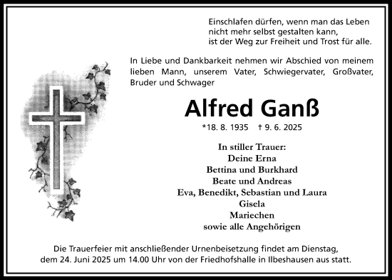 Traueranzeige von Alfred Ganß von Lauterbacher Anzeiger, Lauterbacher Anzeiger
