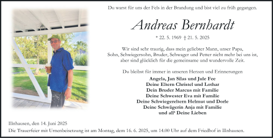 Traueranzeige von Andreas Bernhardt von Kreis-Anzeiger