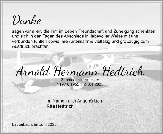Traueranzeige von Arnold Hermann Hedtrich von Lauterbacher Anzeiger