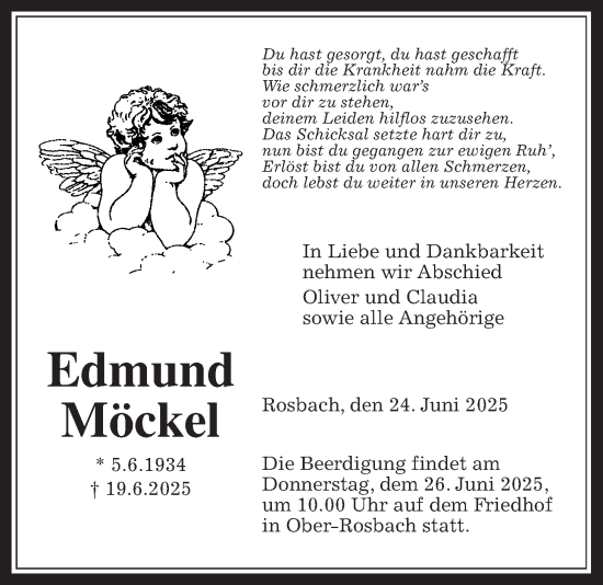Traueranzeige von Edmund Möckel von Wetterauer Zeitung