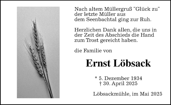 Traueranzeige von Ernst Löbsack von Laubacher Anzeiger