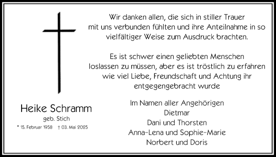 Traueranzeige von Heike Schramm von Bad Vilbel/Karben