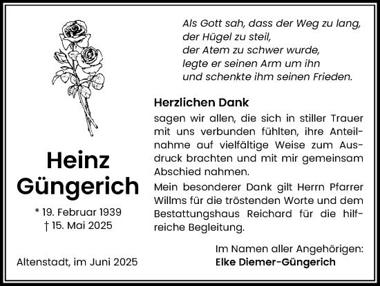 Traueranzeige von Heinz Güngerich von Kreis-Anzeiger