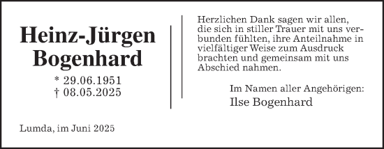 Traueranzeige von Heinz-Jürgen Bogenhard von Giessener Allgemeine, Alsfelder Allgemeine, Wetterauer Zeitung