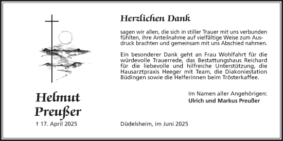 Traueranzeige von Helmut Preußer von Kreis-Anzeiger