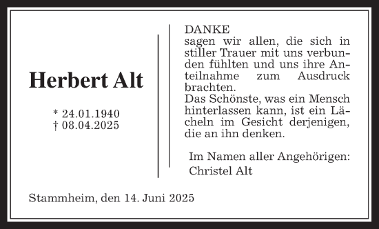 Traueranzeige von Herbert Alt von Wetterauer Zeitung