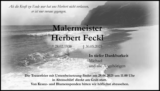 Traueranzeige von Herbert Feckl von Lauterbacher Anzeiger