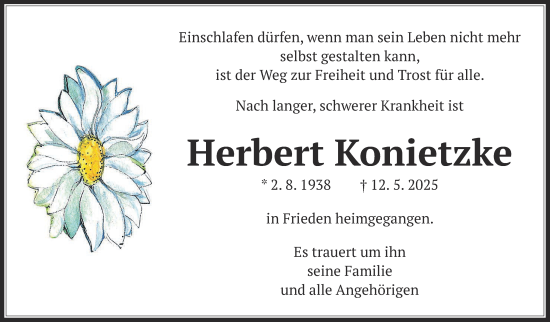 Traueranzeige von Herbert Konietzke von Butzbacher Zeitung