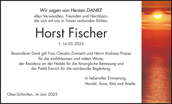 Traueranzeige von Horst Fischer von Kreis-Anzeiger