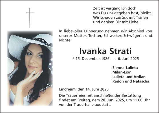 Traueranzeige von Ivanka Strati von Kreis-Anzeiger