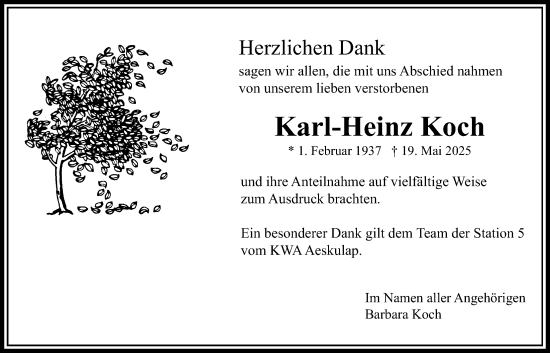 Traueranzeige von Karl-Heinz Koch von Wetterauer Zeitung