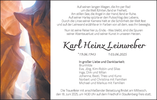 Traueranzeige von Karl Heinz Leinweber von Giessener Allgemeine, Alsfelder Allgemeine