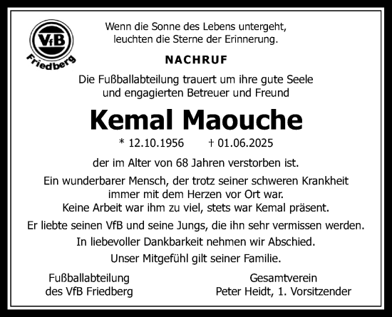 Traueranzeige von Kemal Maouche von Wetterauer Zeitung