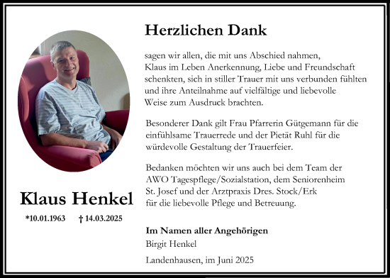 Traueranzeige von Klaus Henkel von Lauterbacher Anzeiger
