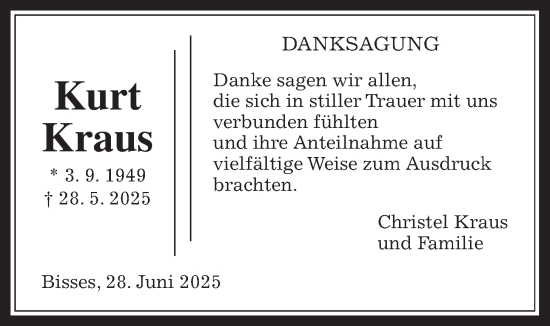 Traueranzeige von Kurt Kraus von Wetterauer Zeitung