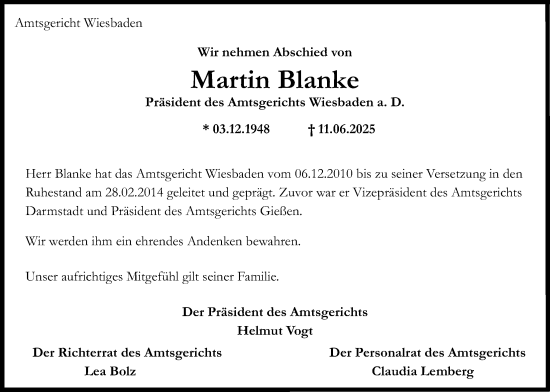 Traueranzeige von Martin Blanke 