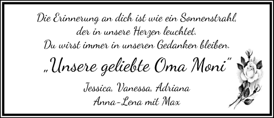 Traueranzeige von Monika Pavic von Kreis-Anzeiger