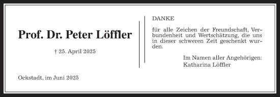 Traueranzeige von Peter Löffler von Wetterauer Zeitung