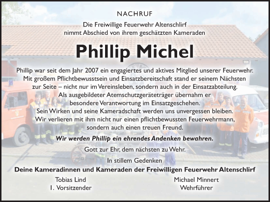 Traueranzeige von Phillip Michel von Lauterbacher Anzeiger