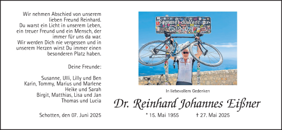 Traueranzeige von Reinhard Johannes Eißner von Kreis-Anzeiger