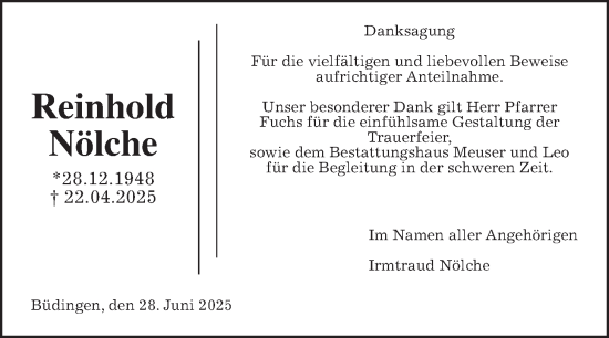 Traueranzeige von Reinhold Fuchs von Kreis-Anzeiger