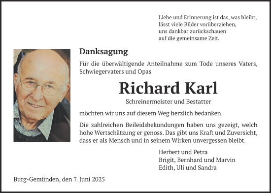 Traueranzeige von Richard Karl von Alsfelder Allgemeine, Oberhessische Zeitung