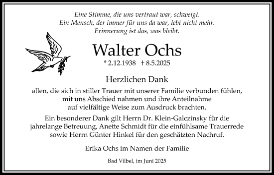Traueranzeige von Walter Ochs von Bad Vilbel/Karben