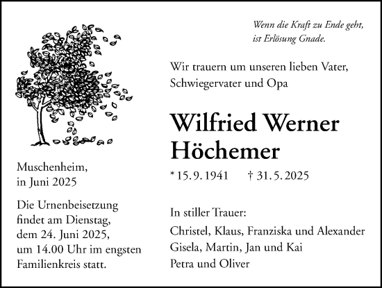 Traueranzeige von Wilfried Werner von Licher Wochenblatt, Licher Wochenblatt