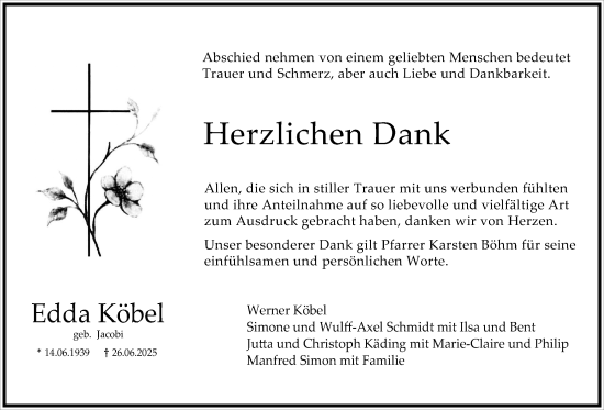 Traueranzeige von Edda Köbel von Wetterauer Zeitung