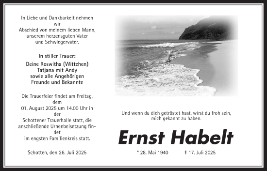 Traueranzeige von Ernst Habelt von Kreis-Anzeiger