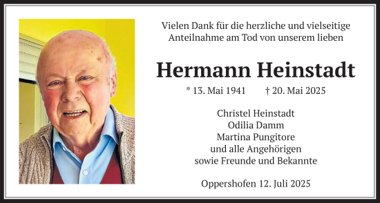 Traueranzeige von Hermann Heinstadt von Butzbacher Zeitung, Wetterauer Zeitung