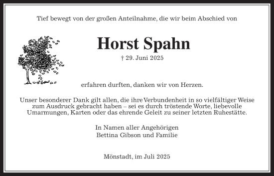Traueranzeige von Horst Spahn von Usinger Anzeiger