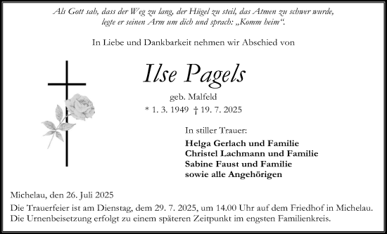 Traueranzeige von Ilse Pagels von Kreis-Anzeiger