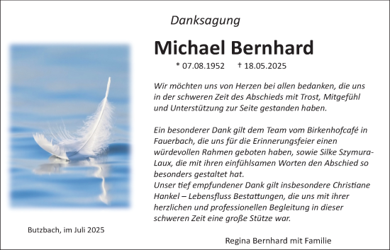 Traueranzeige von Michael Bernhard von Butzbacher Zeitung