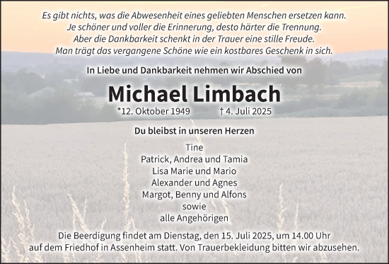 Traueranzeige von Michael Limbach von Wetterauer Zeitung