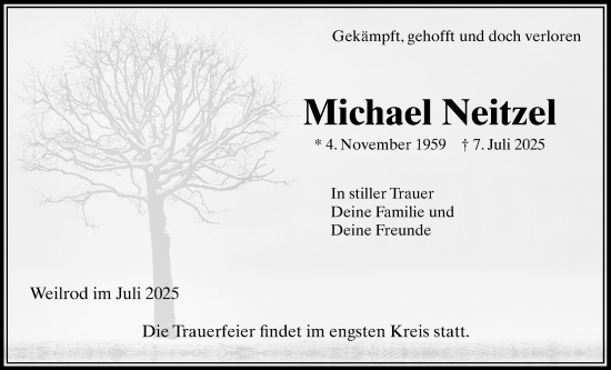 Traueranzeige von Michael Neitzel von Usinger Anzeigenblatt