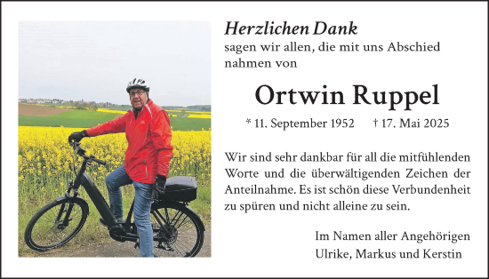 Traueranzeige von Ortwin Ruppel von Licher Wochenblatt