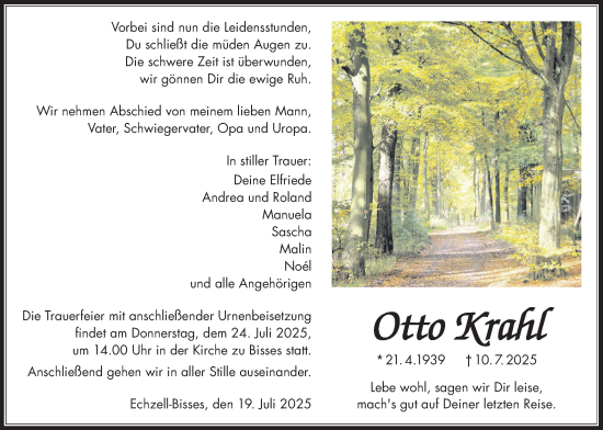 Traueranzeige von Otto Krahl von Wetterauer Zeitung
