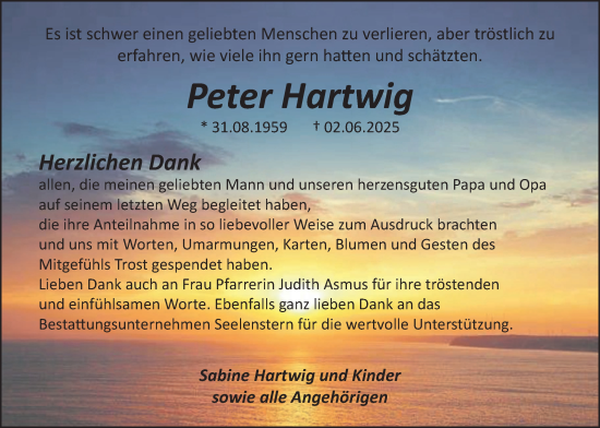 Traueranzeige von Peter Hartwig von Giessener Allgemeine, Alsfelder Allgemeine, Giessener Anzeiger