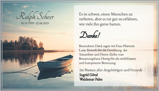 Traueranzeige von Ralph Scheer von Lauterbacher Anzeiger